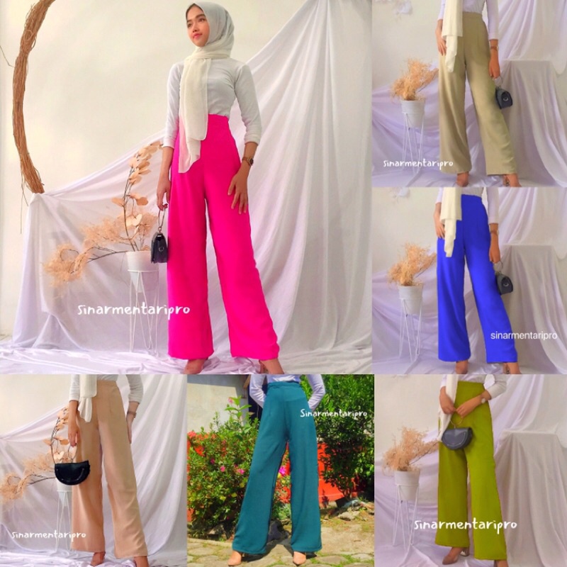 Celana Kulot Crinkle HighWaist Anti Kusut