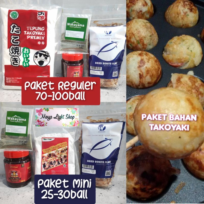 Paket bahan takoyaki lengkap halal tepung takoyaki katsuobusi saos okonomiyaki aonori cakalang murah tepung premix