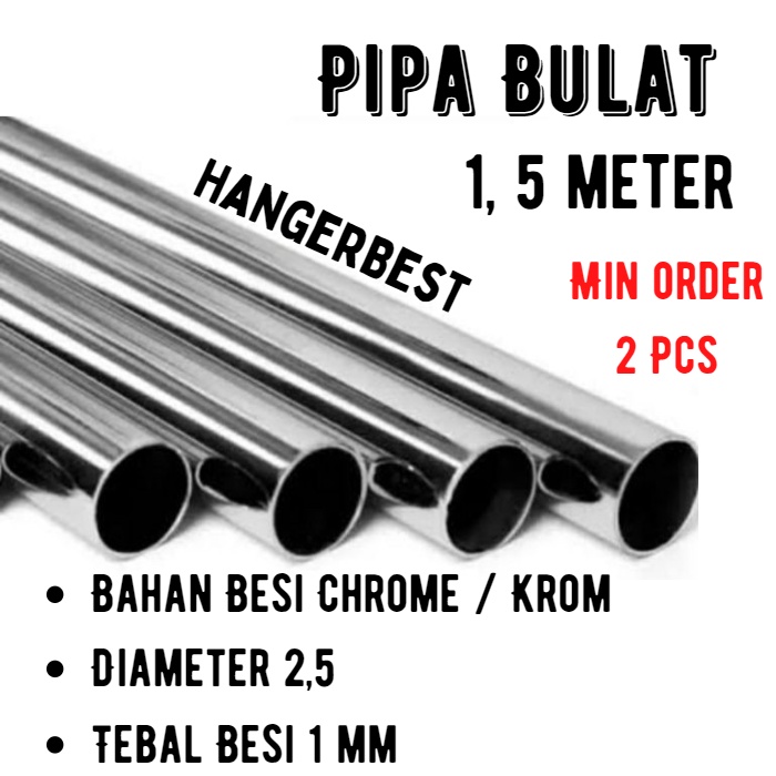 Pipa Bulat 150 cm Croem 1&quot; inc Gantungan Baju Display  Perlengkapan Display Toko