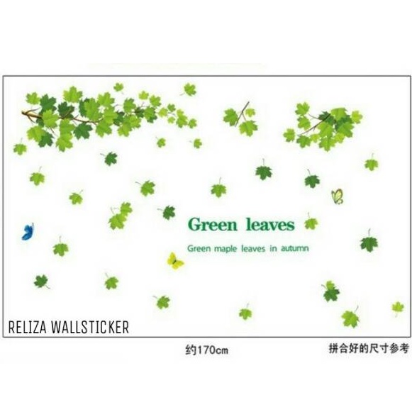 RELIZA WALLSTICKER 60X90 DAUN GUGUR HIJAU GREEN LEAVES WALL STICKER AY9145