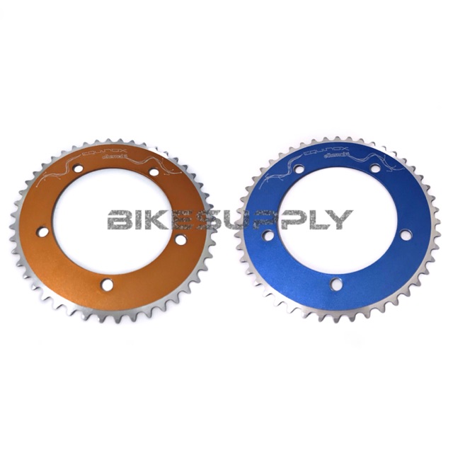 Chain Ring (Chainring) Crank Sepeda Fixie Alloy Equinox Ethernal 46T BCD 130 mm Orange / Blue Biru (