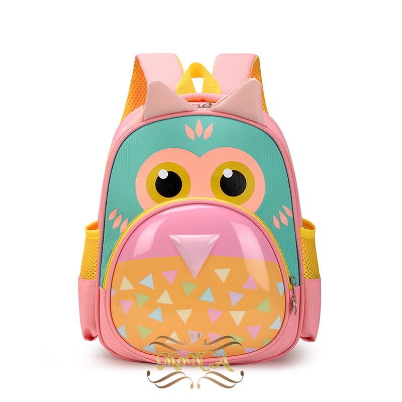 [MONA] Tas Ransel Anak Sekolah PG/PAUD  lucu keren Cewek motif timbul karakter kartun hewan 3 Dimensi - Kualitas Import Premium -M0178