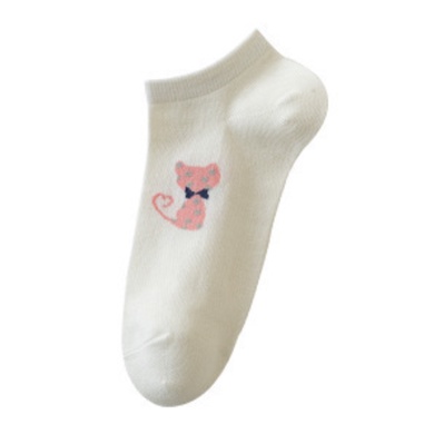 MURMURE.ID | KAOS KAKI WANITA MOTIF KARAKTER CUTE KAOS KAKI PENDEK MOTIF SEMATA KAKI IMPORT MURAH-BITCAT - WHITE CAT