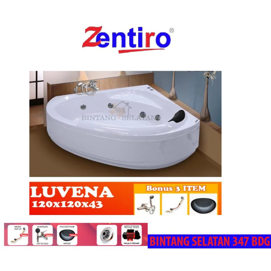 BATHTUB CORNER ZENTIRO / BATHTUB KAMAR MANDI LUVENA PAKET WHIRLPOOL