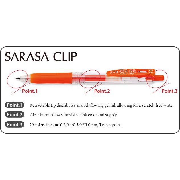 Zebra Sarasa Clip JAPAN 0.5 Gel Ink Rollerball / Pulpen Jel Mix Color - Ballpen Bolpoin Bolpen