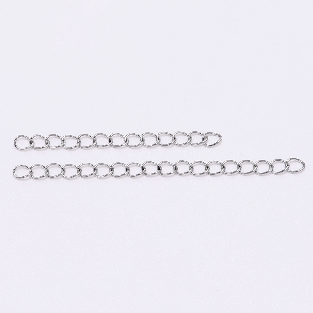 50pcs / Lot Rantai Extender Bahan Stainless Steel Ukuran 5 7cm Untuk Membuat Perhiasan