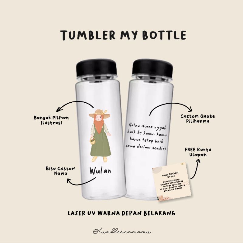 Jual Tumbler Custom My Bottle Ilustrasi Nama Shopee Indonesia