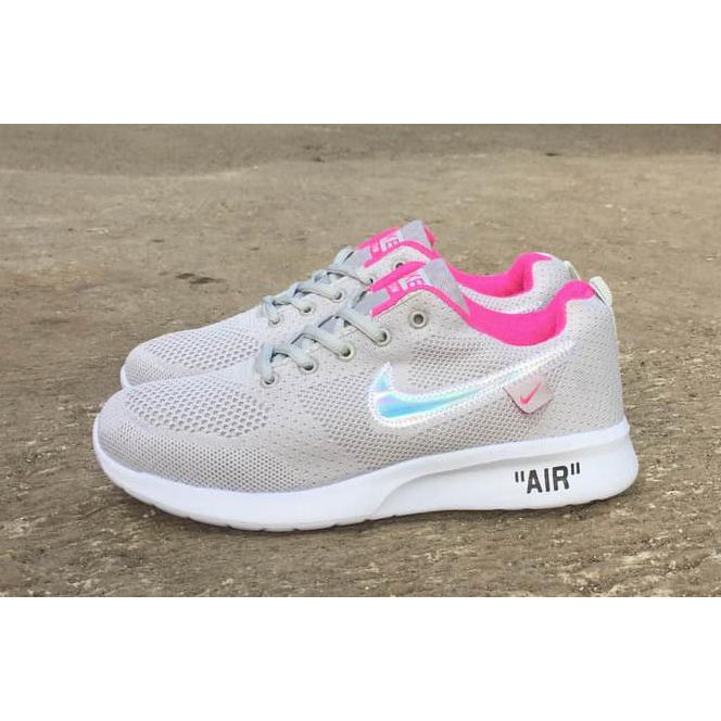 NEW NIKE ZOOM VEGASUS SIZE 36-40 SEPATU WANITA OLAHRAGA ABU PINK HITAM - HITAM, 37 FREE ONGKIR