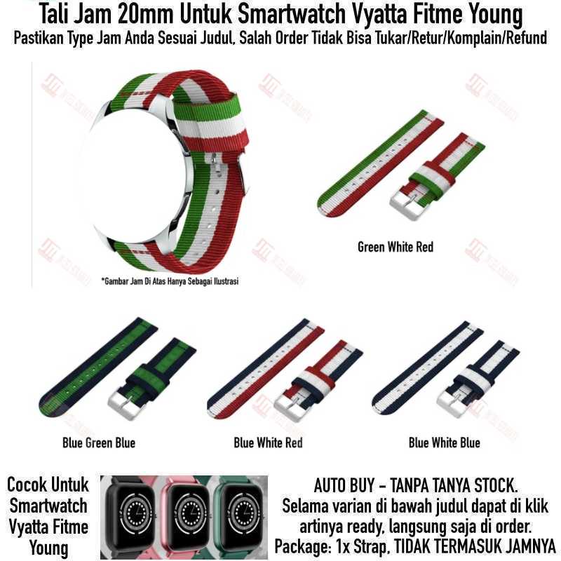 3 Baris Watch Strap Vyatta Fitme Young - Tali Jam Tangan 20mm Nylon Kanvas