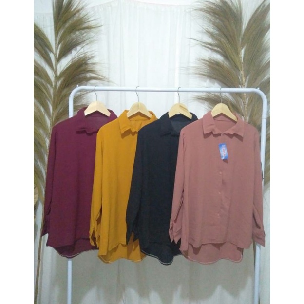 [MELA] Kemeja Cringkle Polos // Blouse Cringkle Wanita