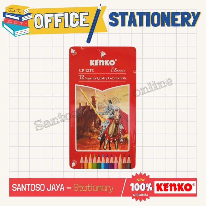 

Pensil Warna KENKO 12 Kaleng - Classic Color Pencils CP-12TC Tin Case