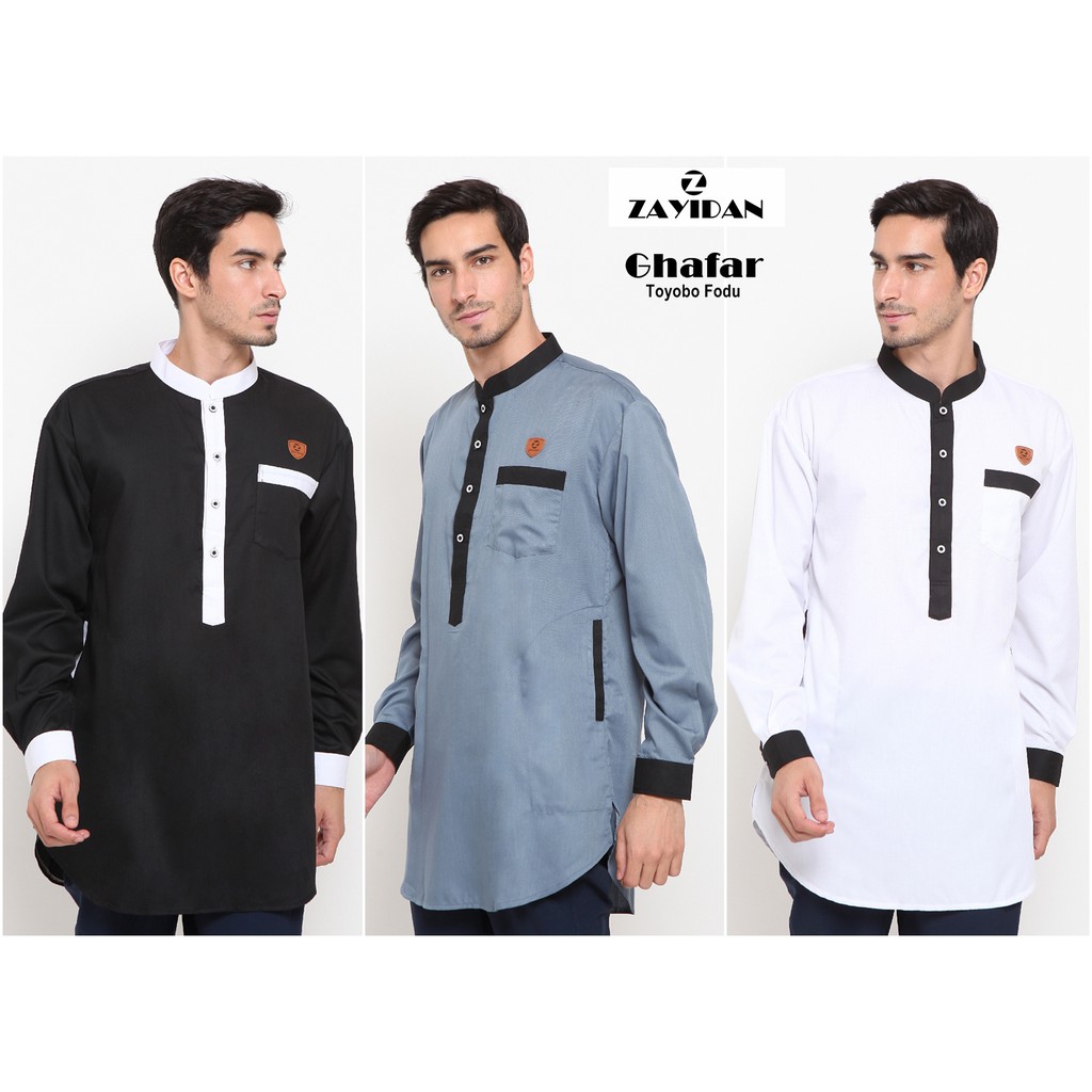 Baju Koko Ghafar Putih Polos Lengan Panjang Baju Koko Zayidan Koko Pria Baju Koko Muslim Atasan Musl
