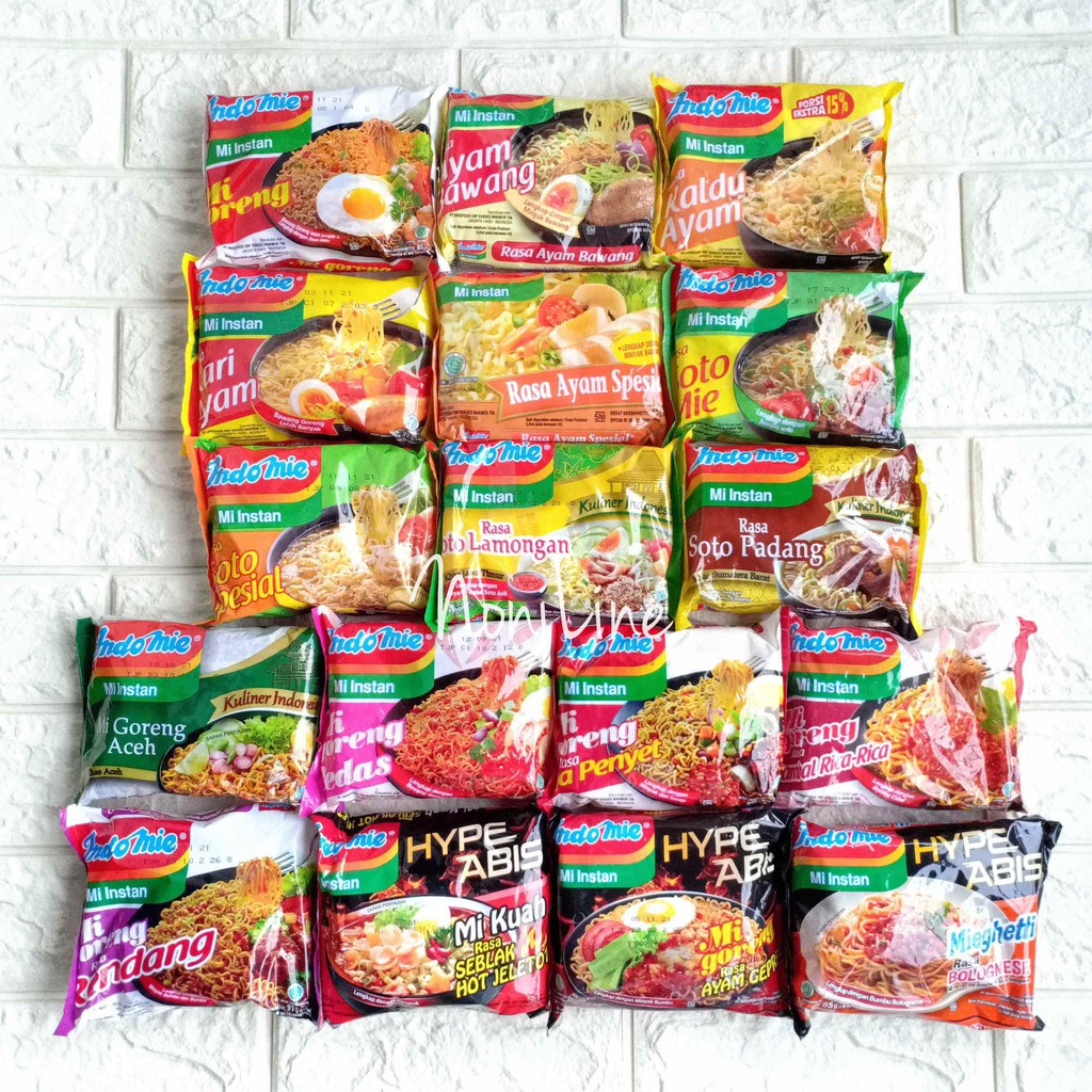 Indomie Mi Celor Kebab Rendang Soto Banjar Limau Kuit Goreng Ayam Pop Kari Kaldu Bawang Spesial Lamongan Pedas Hype Abis Mieghetti Geprek Aceh Sambal Rica Rica Kuah Seblak Mie Instan Instant