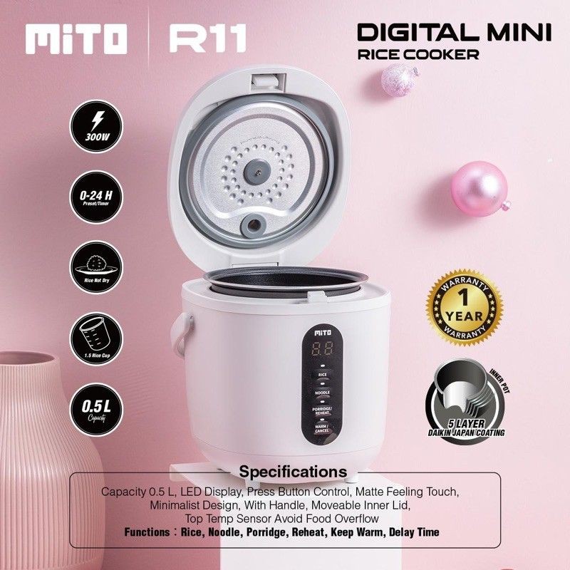 Rice Cooker Digital Mito R11 WOOD series Kapasitas 0.5 Liter - ORIGINAL GARANSI RESMI