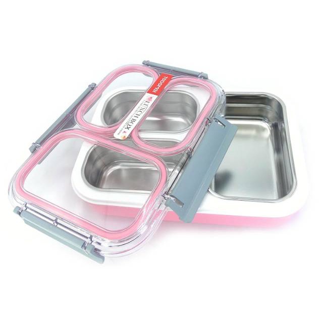 Kotak Makan Tedemei Lunch Box Leakproof Stainless Steel Kotak Makan Sekat Anti Tumpah