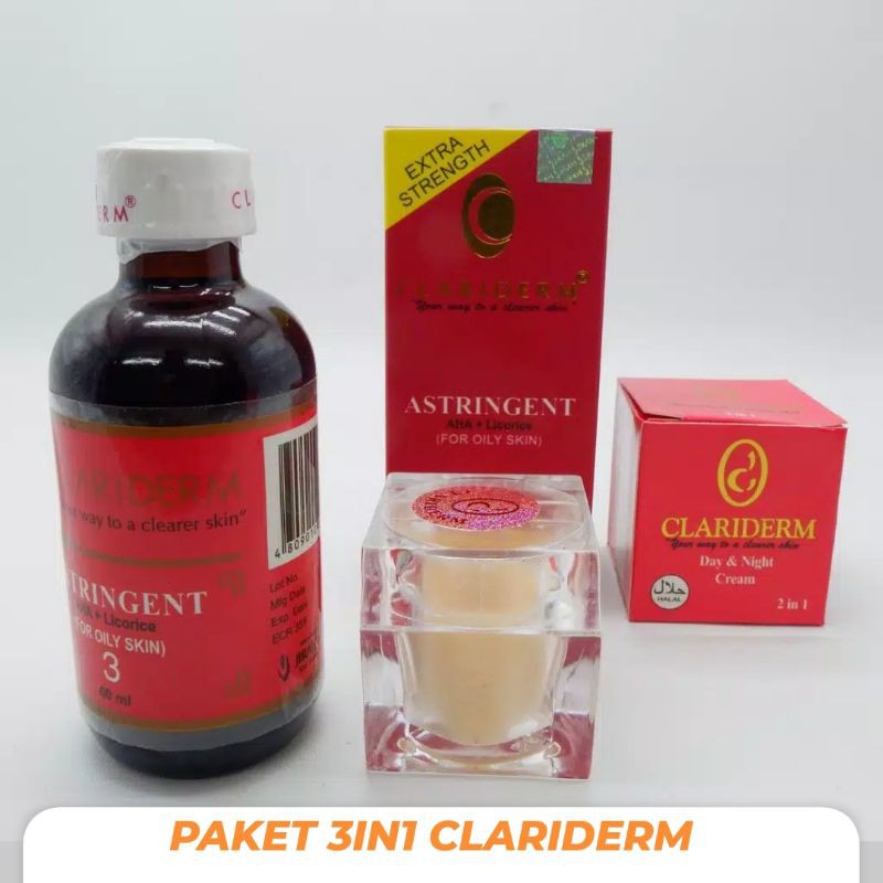 Perawatan Wajah Paket 3in1 Cream Clariderm Ori Pic Murah