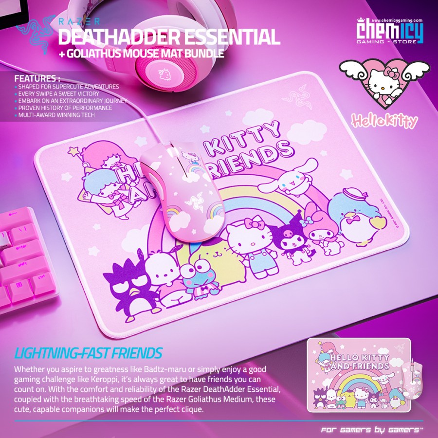 Razer Deeathadder Essential + Goliathus Mat Hello Kitty Bundle Set