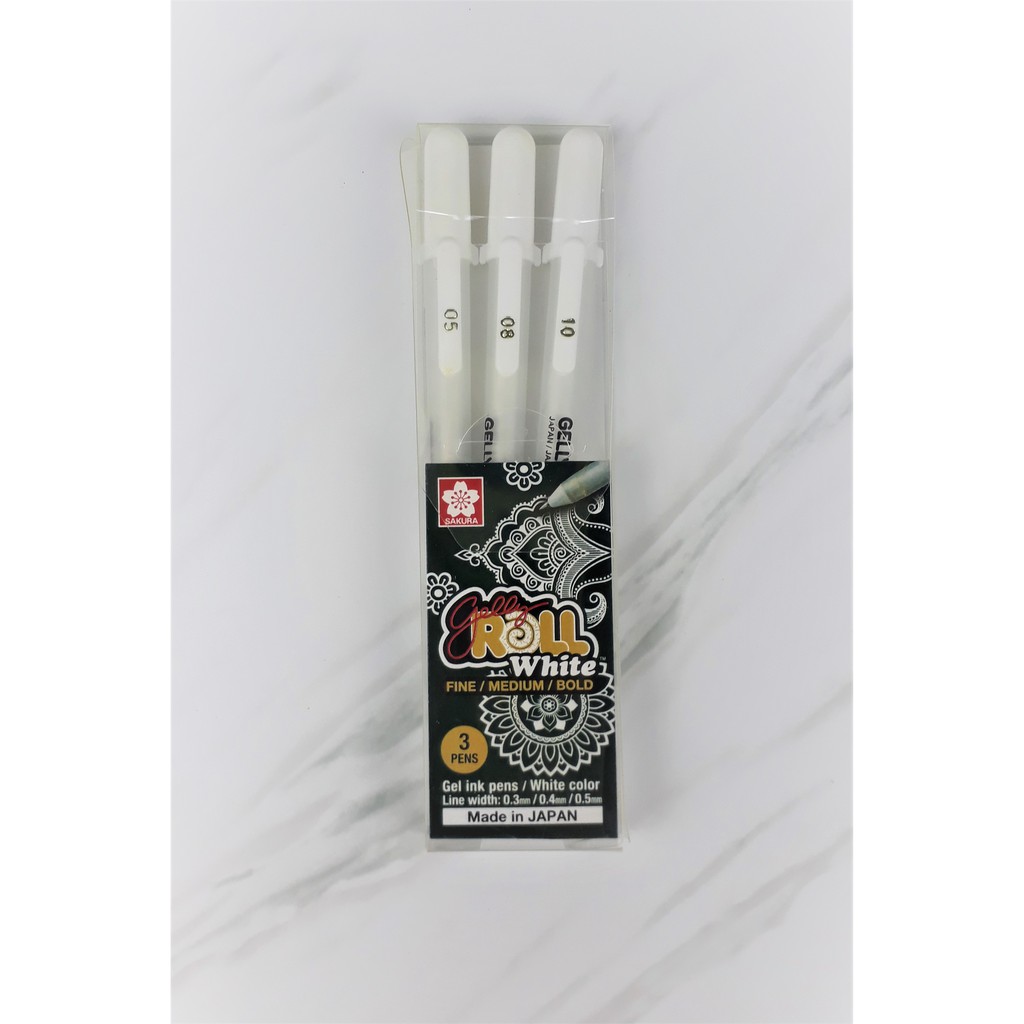 

Gel Ink Pen White Colour - Gel Bolpoint Pen Putih SAKURA 3 pcs