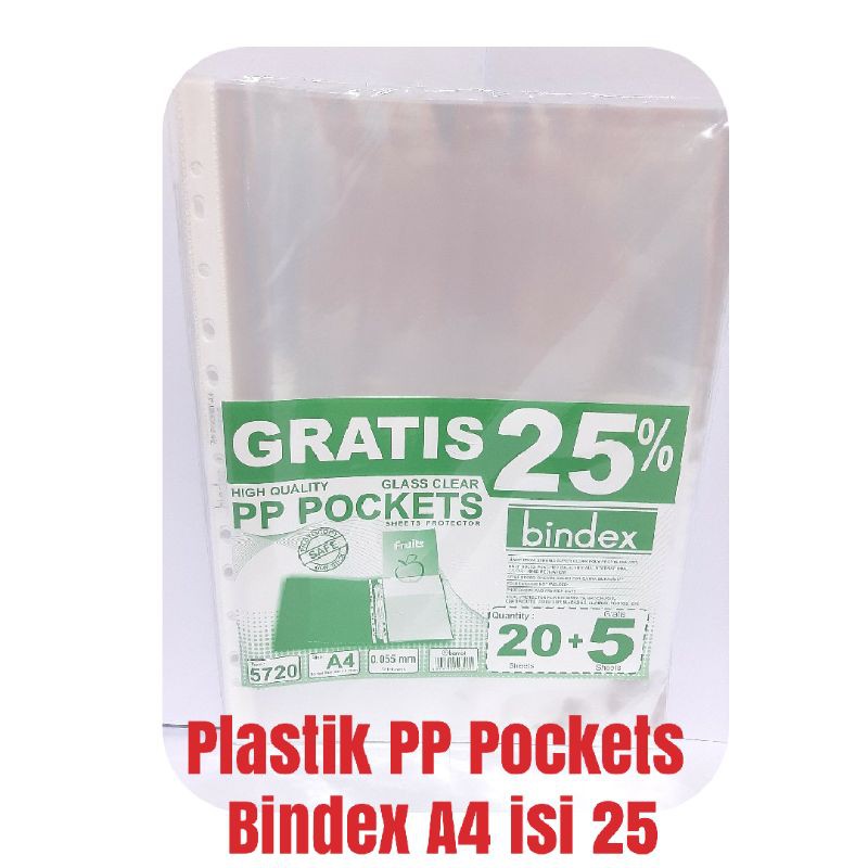 

Plastik PP Pockets A4/F4 Isi 25 20 Sheet Bindex 5720(A4)/ 5721(F4)