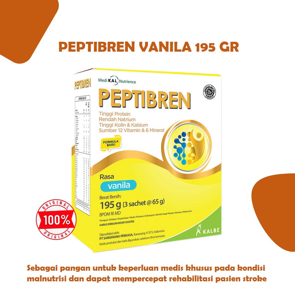 

PEPTIBREN VANILA 195 GR Susu Pasien Stroke, Pikun, Rendah Lemak, Peningkat Daya Ingat