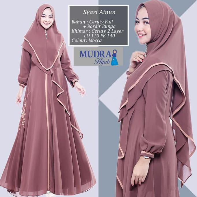 AINUN SYARI SET GAMIS CERUTTY KHIMAR XXL LD 110 IMPORT NEW OKTOBER