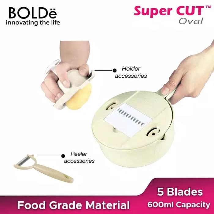 Parutan serbaguna BOLde Super cut oval 5in1 - peeler slicer pemotong