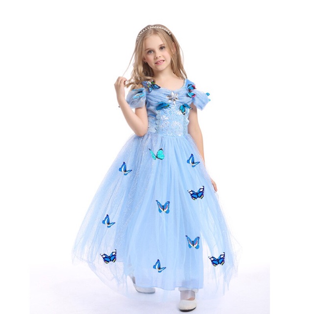 GA2259 PREMIUM CINDERELLA DRESS BLUE / gaun princess anak / dress ulang tahun