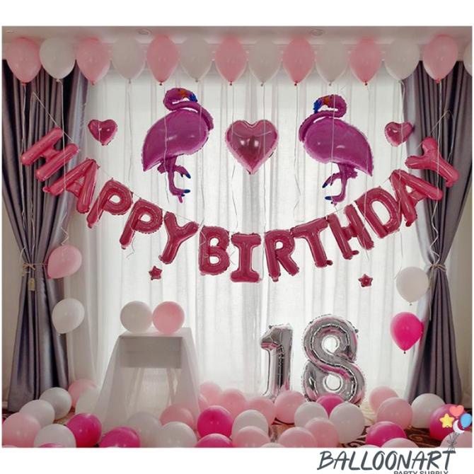 Flaminggo Pink Dekorasi Set/Dekorasi Ulang Tahun/Balon Foil