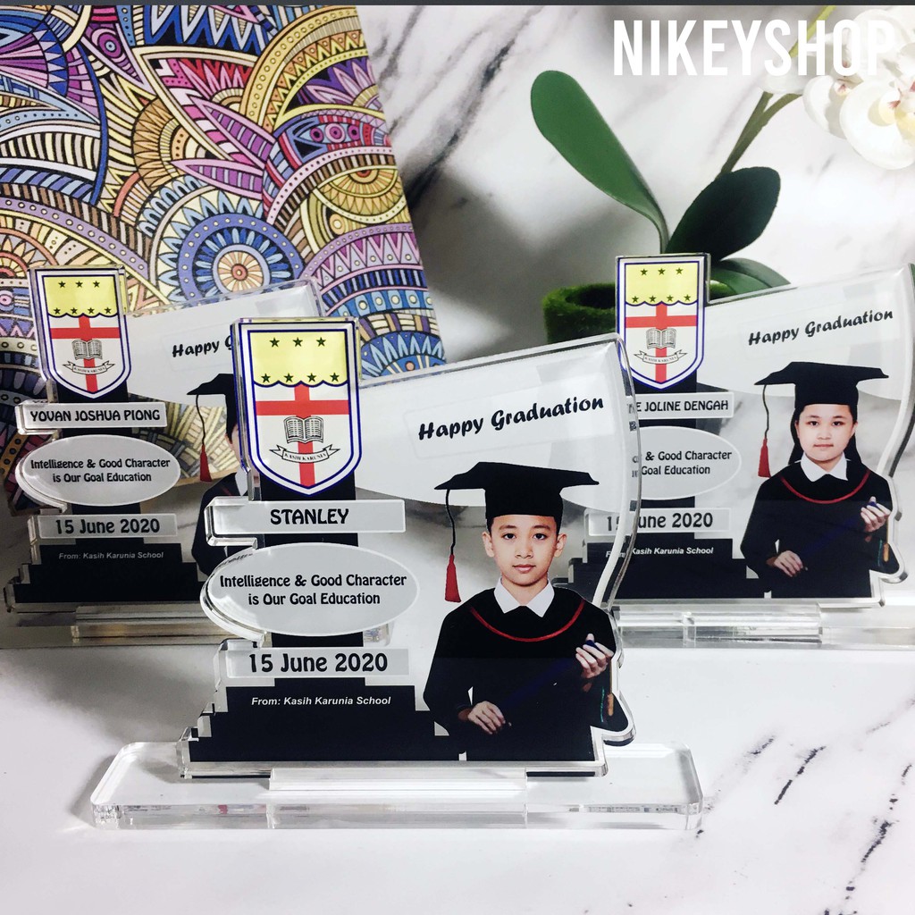 Plakat Wisuda TK, Piagam Kelulusan Sekolah, Plakat Akrilik Custom Free Design 15x10cm