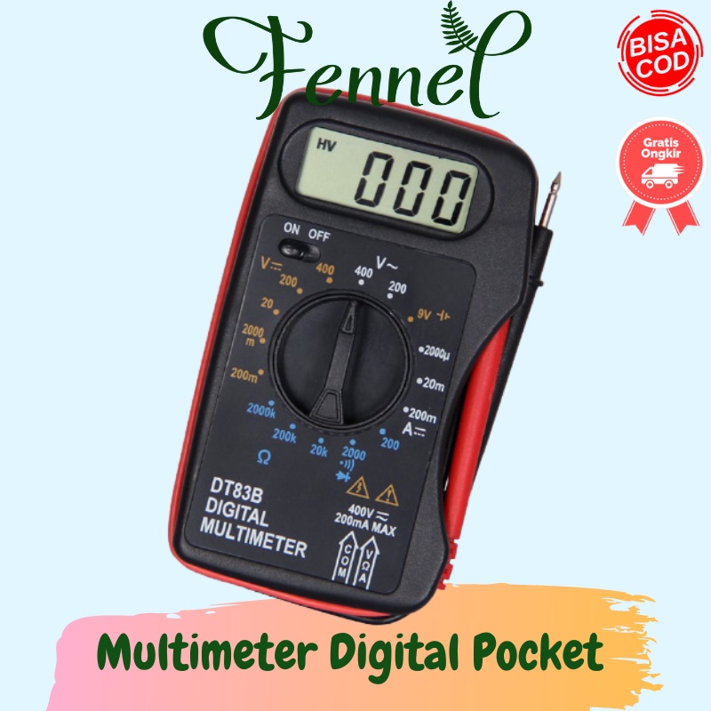 Alat Ukur Listrik Multimeter Digital AC/DC Pocket Size DT83B