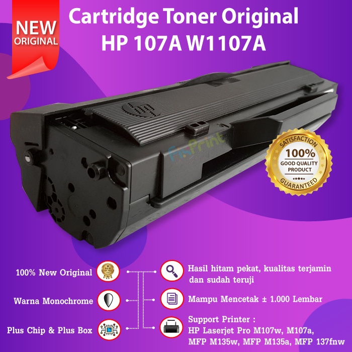 Cartridge Toner Original HP 107A W1107A Printer M107w M107a MFP M135w