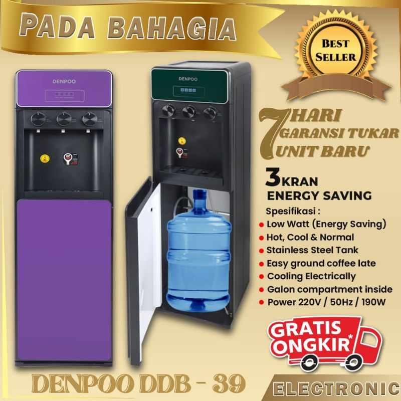 Dispenser Galon Bawah DENPOO DDB 39 Pipa Stainless Steel HOT &amp; FRESH