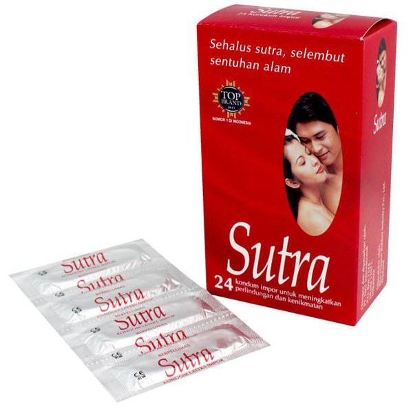Sutra Klasik Merah 24Pcs Kondom Tekstur Halus