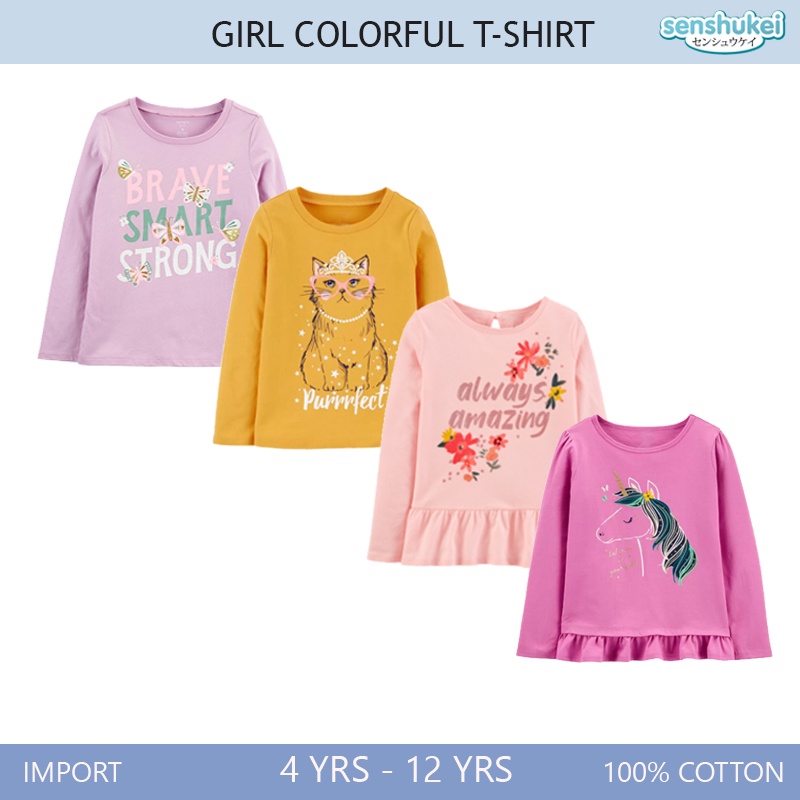 [Brandedbaby] KAOS ANAK PEREMPUAN IMPORT PREMIUM COTTON/ TSHIRT ANAK NANGGUNG / KAOS LENGAN PENDEK PANJANG