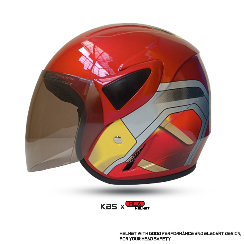 Helm Half Face Anak Junior KBS x MLA Motif iRON MAN Untuk Usia Anak 3-7 tahun COD