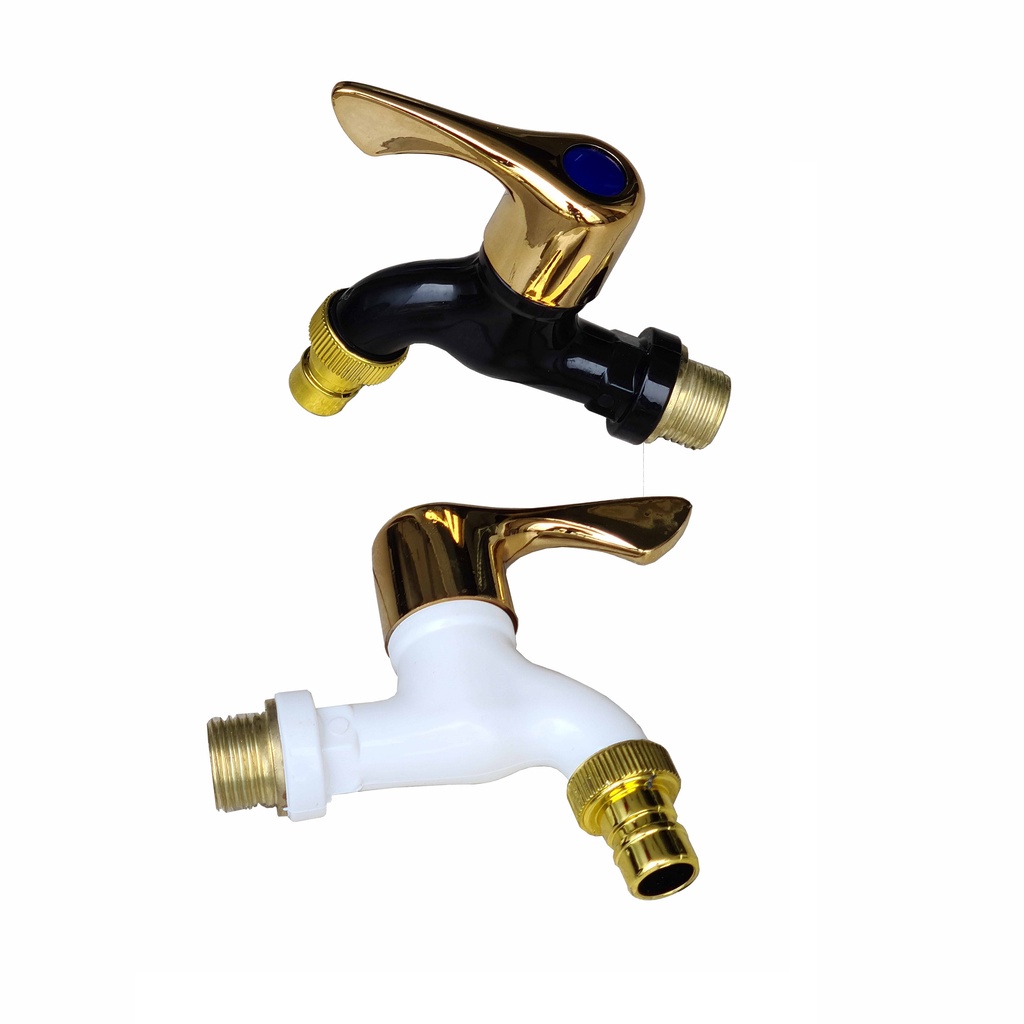 Kran Air Plastik 1/2&quot; Drat Kuningan Keran Taman 1/2 Inch Engkol Gold ABS
