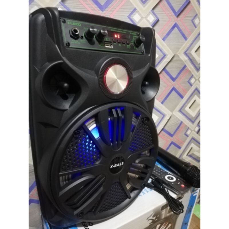 Speaker Bluetooth Fleco F8606M/F8606H/F8606G Bonus Microphone Wireless/Salon Aktif Portable Mic Wireless/Speaker Aktif 8,5Inchi Super Bass Radio Fm