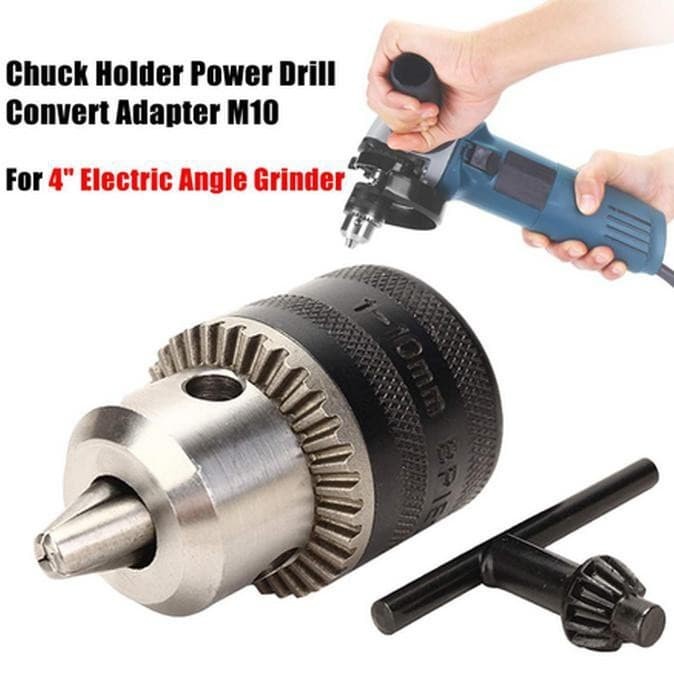Kepala Bor 10 mm Untuk Mesin Gerinda 4inch Arbor M10 Drat Drill Chuck Grinder 4&quot; 4 inch 1.5 - 10mm cocok untuk Adaptor Dinamo