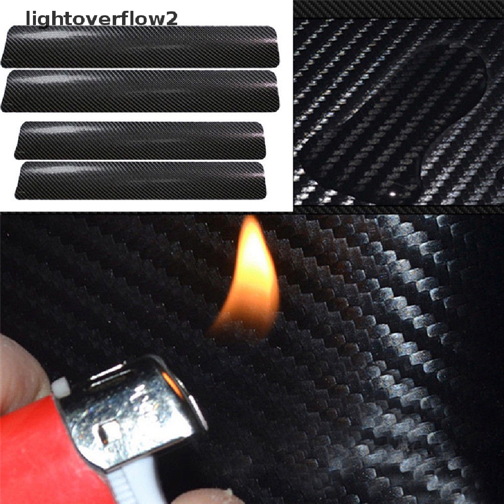 (Light2) 4pcs Plat Sill Pintu Mobil Bahan Karbon Fiber