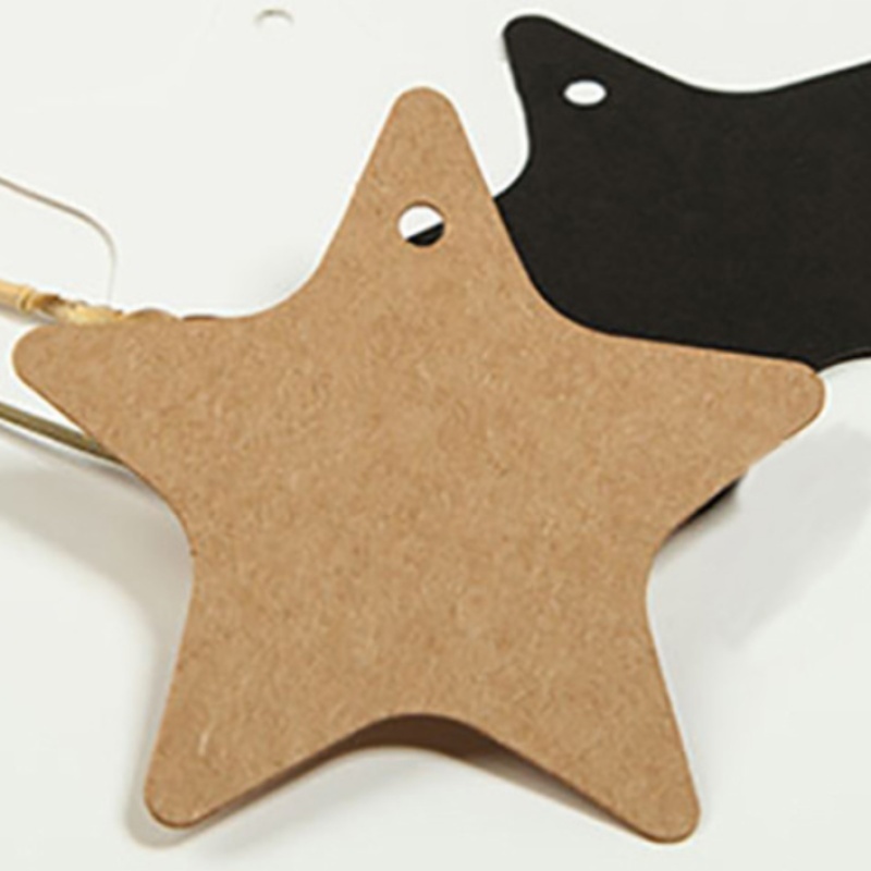 100pcs/lot Star Shape Kraft Paper Blank Hanging Tag DIY Gift Packaging Accessories