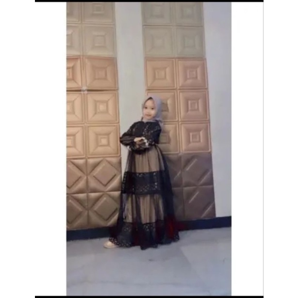 Gamis pesta Anak perempuan Bahan Brukat Tile kekinian Ukuran S/M/L/XL Umur 3-17 Tahun Terlaris Sekarang