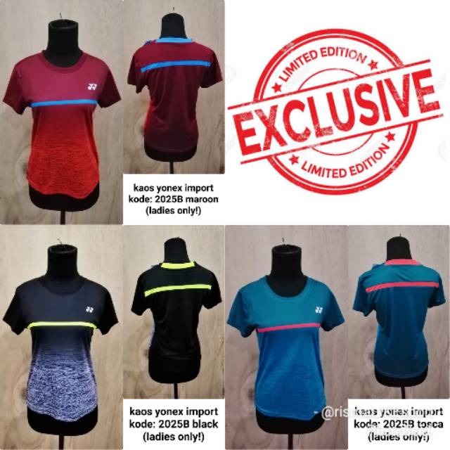 MURAH COD Baju Kaos ( Badminton / Bulutangkis ) Wanita Cewek Yonex Grade Ori Import 2025B Ladies