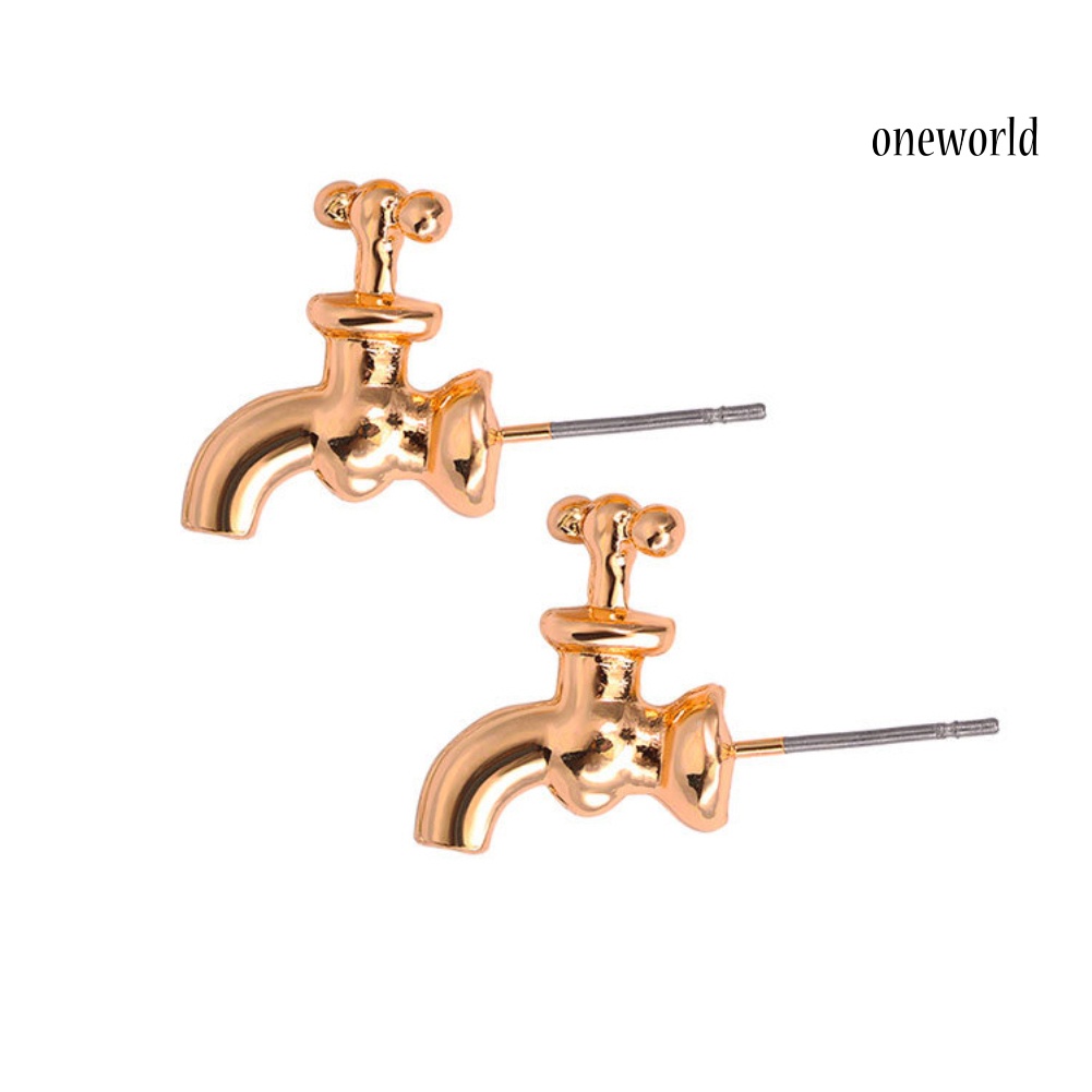 OW@ Fashion Women Water Faucet Tap Shape Ear Studs Earrings Jewelry Accessories