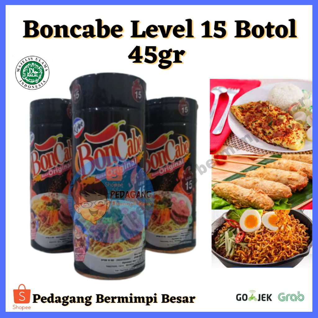 Boncabe Level 15 Botol 45gr/ Bon Cabe/ Bubuk Cabe