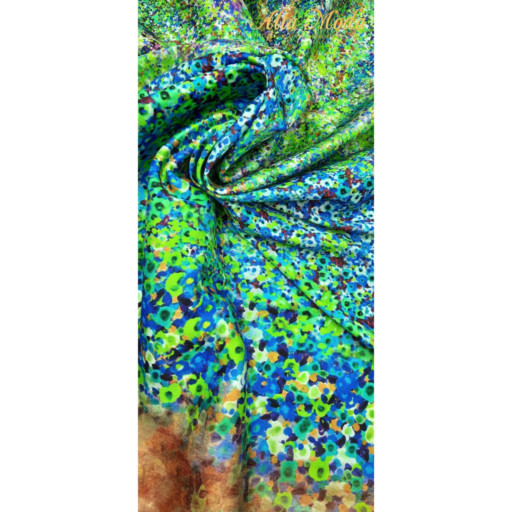 

Alta Moda Linen Motif Fancy Bunga Lukis Hijau Biru Kain (1 M)