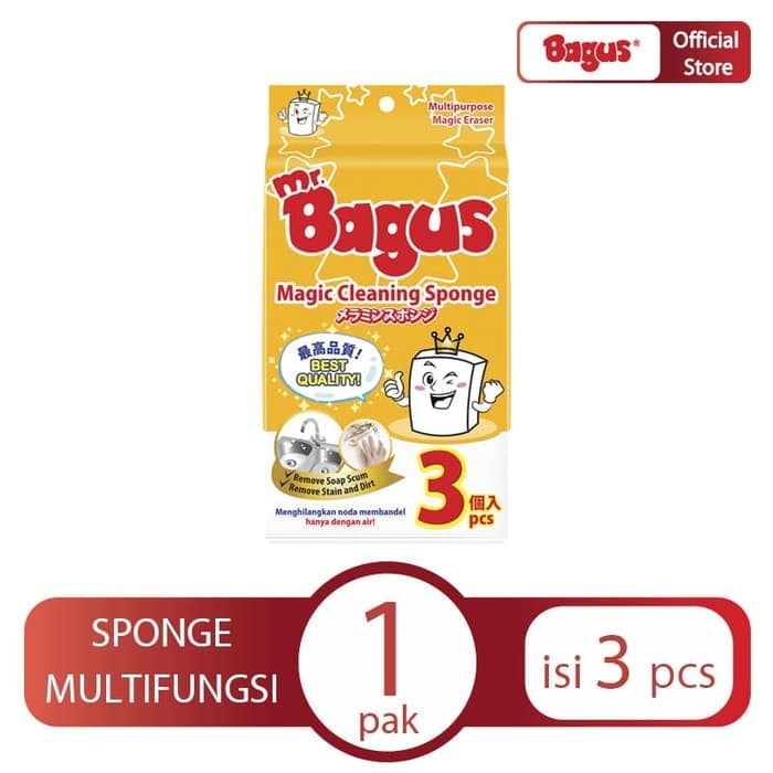 BAGUS Magic Cleaning Sponge 2s / 3s isi 2 / 3 pcs PembersihAjaib Spons Cuci Tanpa Sabun Spon