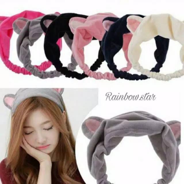 Bando bandana kuping kucing / bandana kain untuk cuci muka