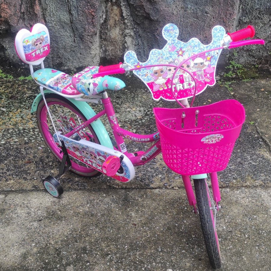 Sepeda Mini Anak Cewek Perempuan 18 inch Trex ada Boncengan Sandaran