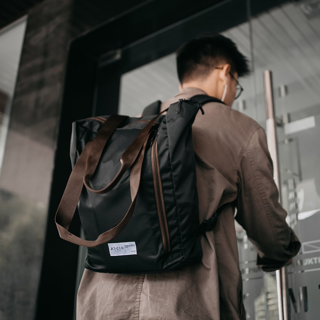 KAITO BLACK |MNM x ARCIO| Tas Ransel Pria Multifungsi Backpack Tas Jinjing Tote Bag - FREE RAINCOVER