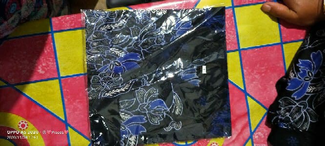Batik Couple Keluarga - Couple Baju Batik Keluarga Ibu Ayah Dan Anak Motif Sakura Biru